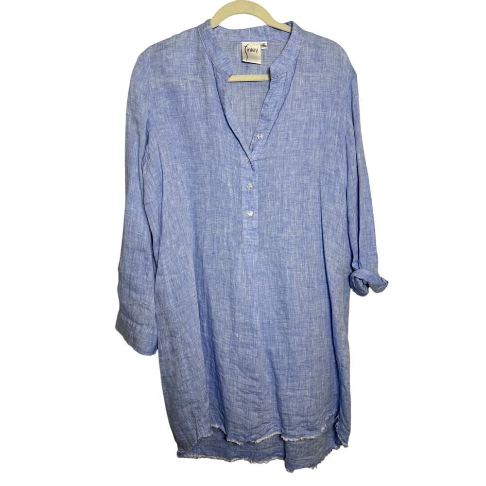 Finley Raw Edge Linen Shirt Dress Tunic Sz. M